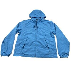 SCOTTeVEST TEC Blue Hooded Windbreaker Travel Pack Jacket Mens Packable Sz M